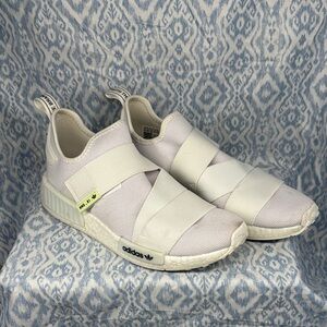 Adidas Cream Cross-Strap Slip-Ons